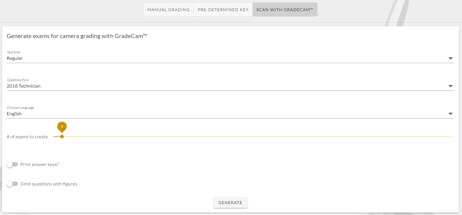 Scan with GradeCam(tm) Options